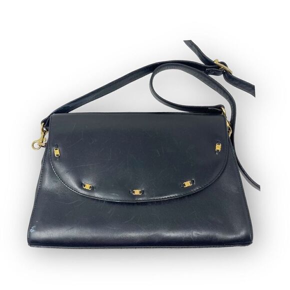 Vintage Etienne Aigner Handbag Purse Black Leather Shoulder Bag Classic - Picture 1 of 13